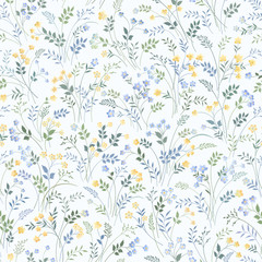 Wandcirkels Bloemen patronen Weidebloemen patroon natuurlijke stijl  © citradora