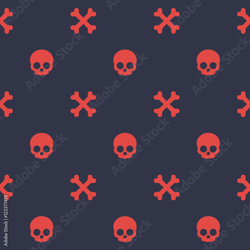 pattern with skull and bones, seamless halloween background