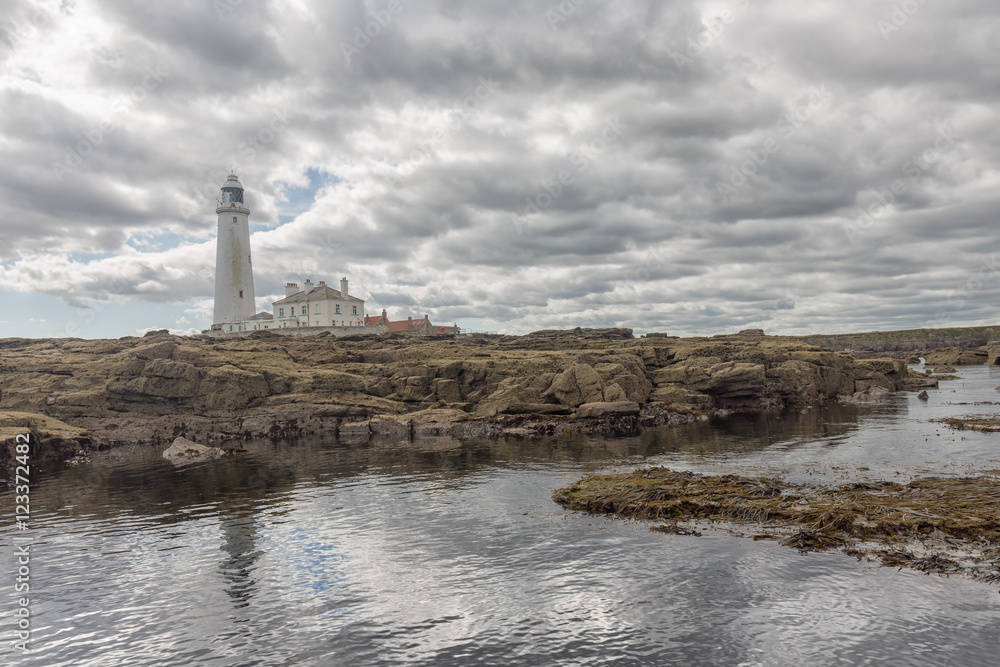 St. Mary's Lighthouse on St Mary's Island, at Whitley Bay, North East England.