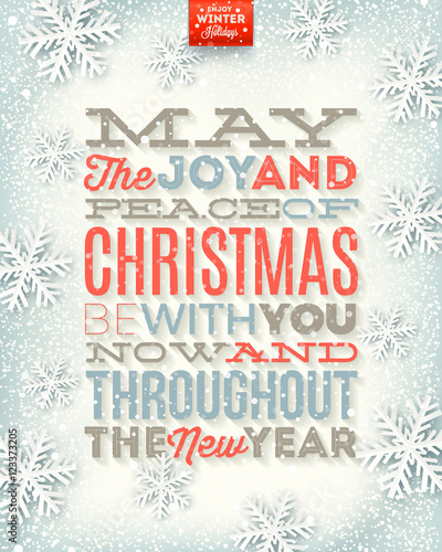 Vector Christmas illustration - holidays type design on a winter snow background