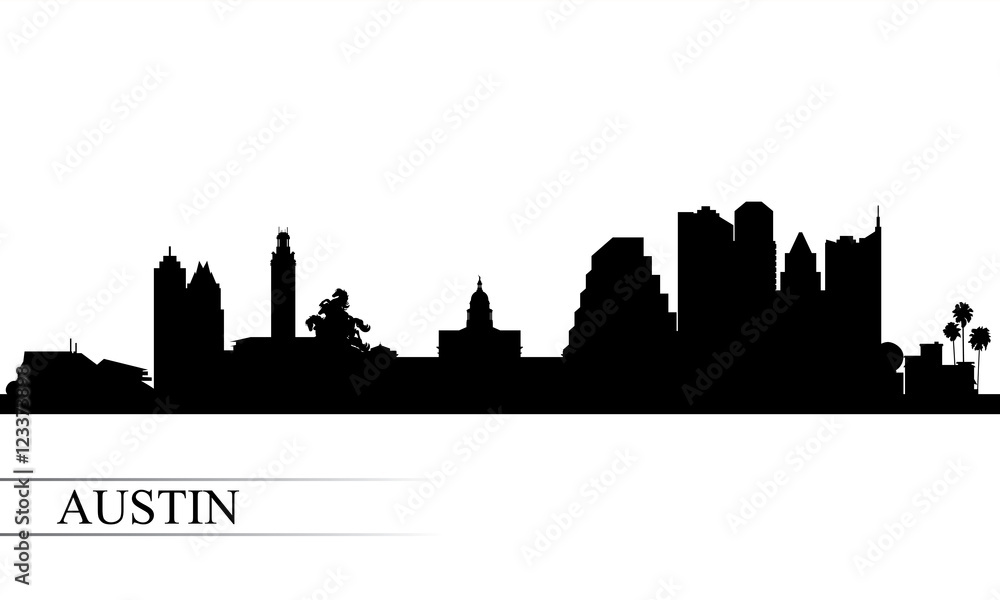 Austin city skyline silhouette background