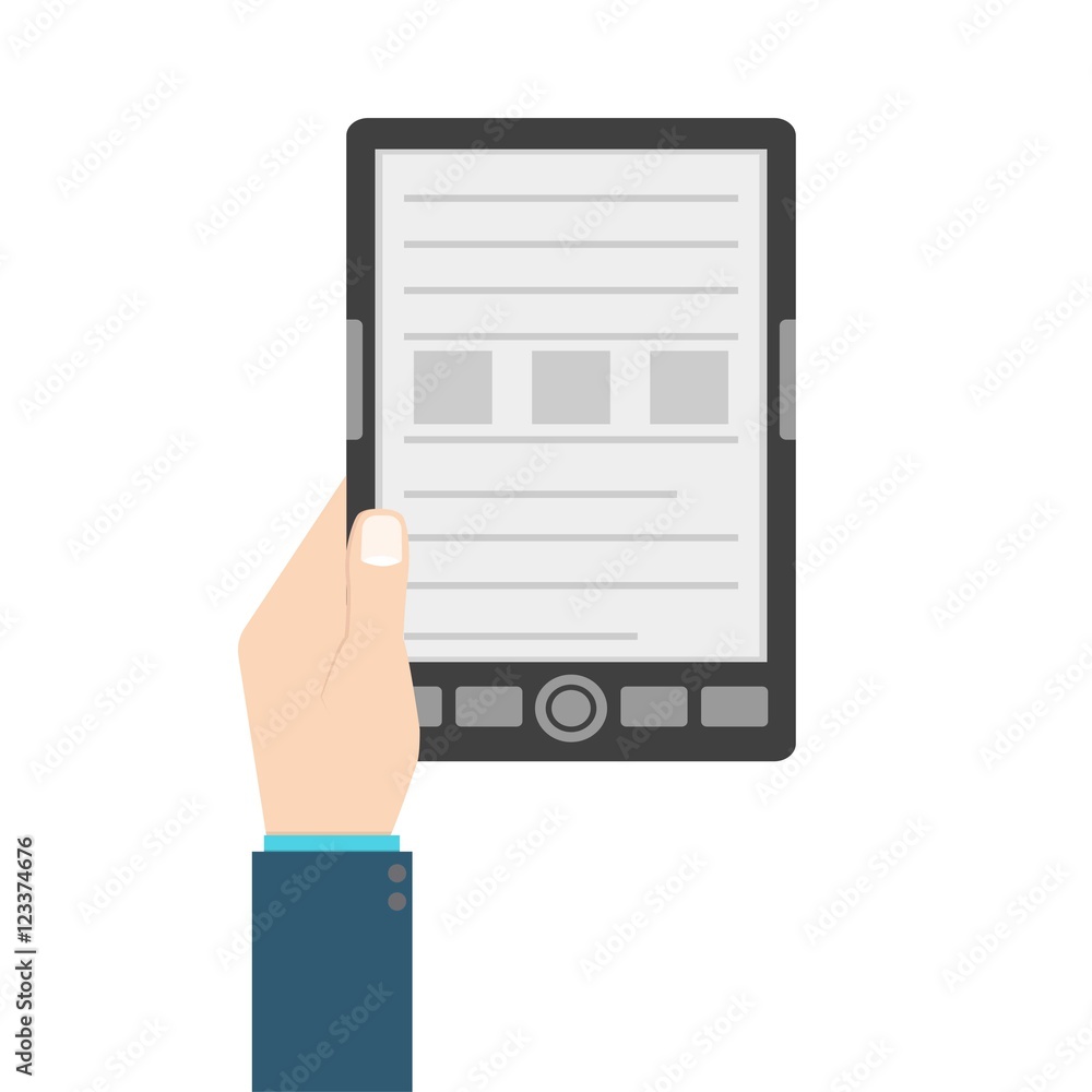 Man holding e-book Man holding e-book