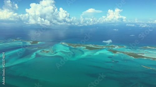 Scenic view from above on the uninhabited islands of the Bahamas