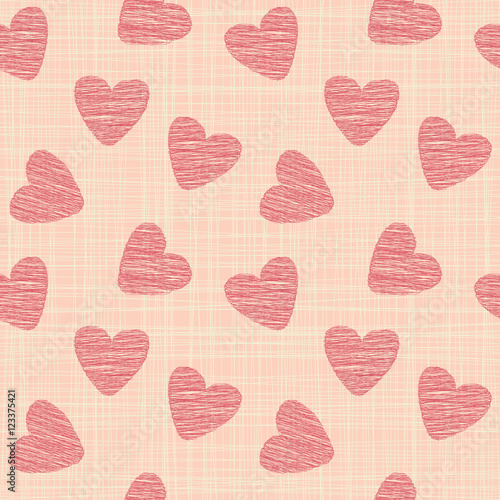 Cute seamless vector pattern illustration. St. Valentine`s day decoration symbol concept. Many repeating hearts on the background. Vector eps illustration