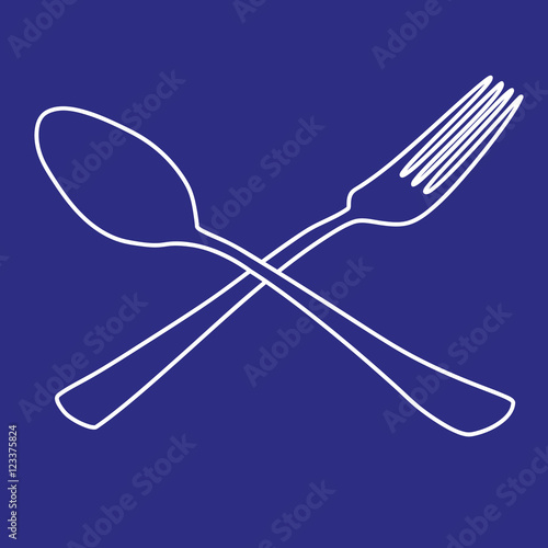 tablespoon fork outline icon vector illustration