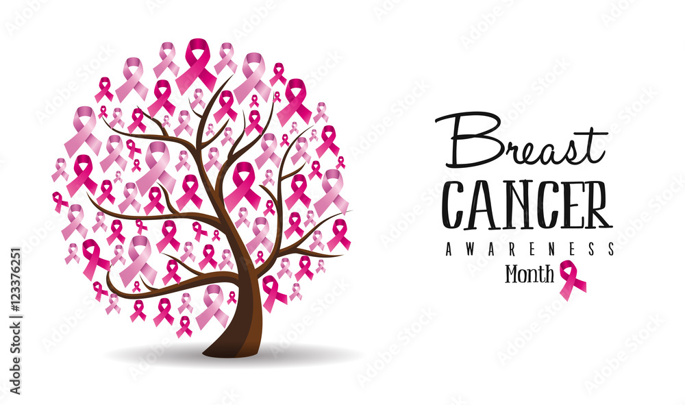 Breast Cancer awareness concept ribbon tree design