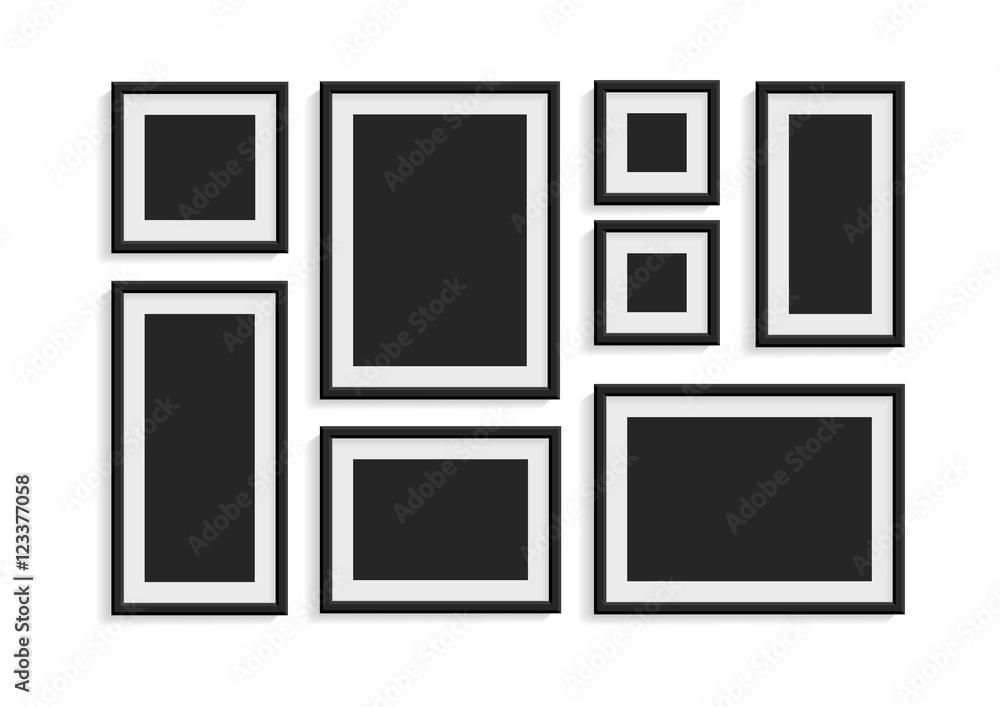 Set of black photo frames Set of black photo frames