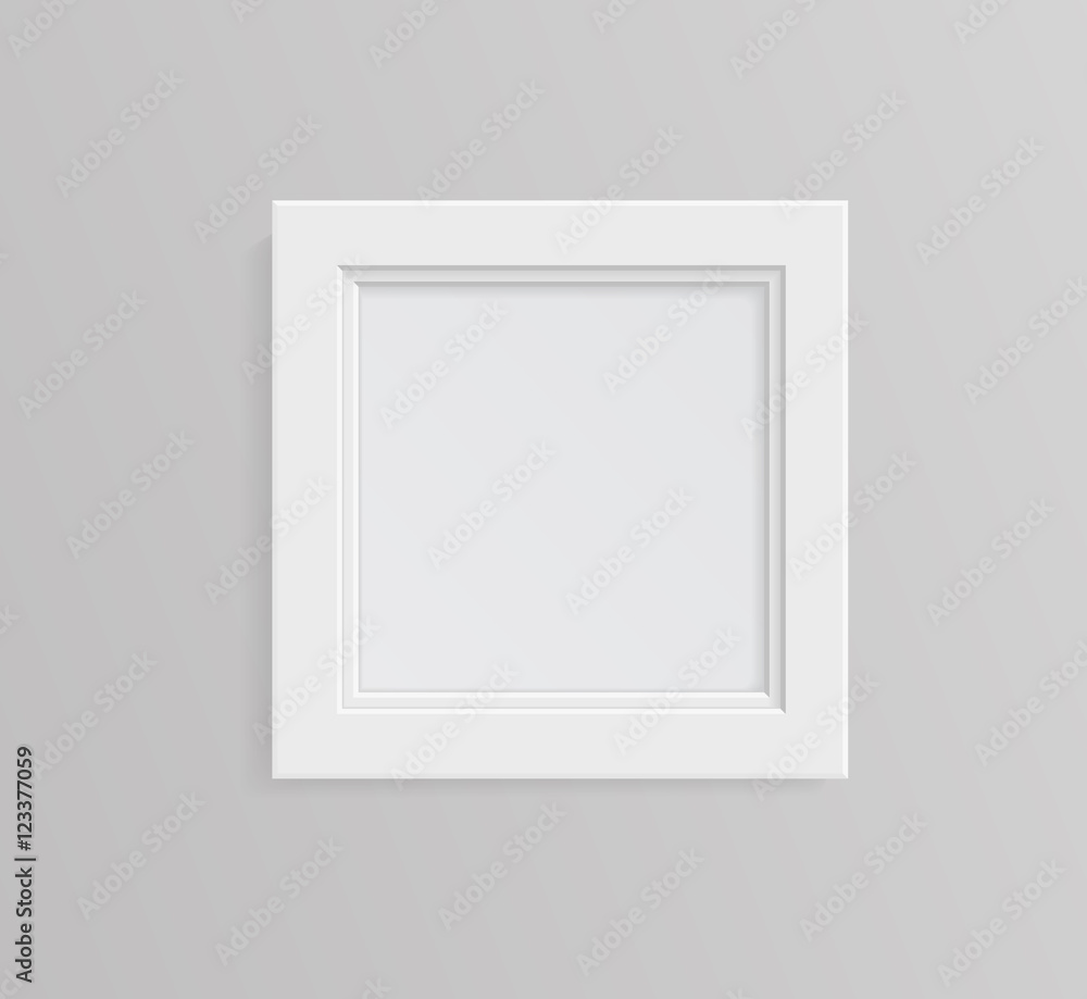 White photo frame on gray background White photo frame on gray background