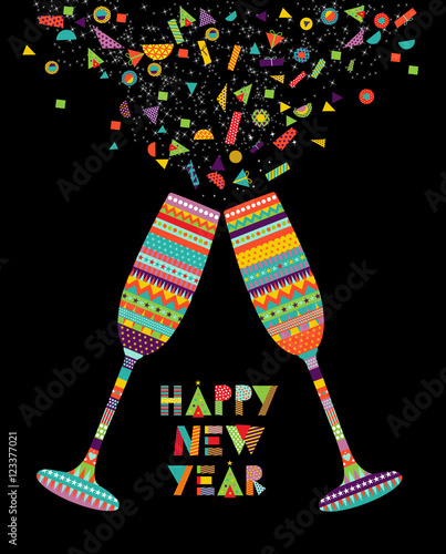 Fun happy new year design of drink glass party