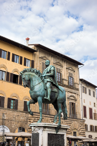 Statue of Cosimo I de' Medici by Giambologna on the Piazza della Signoria , Florence, Italy