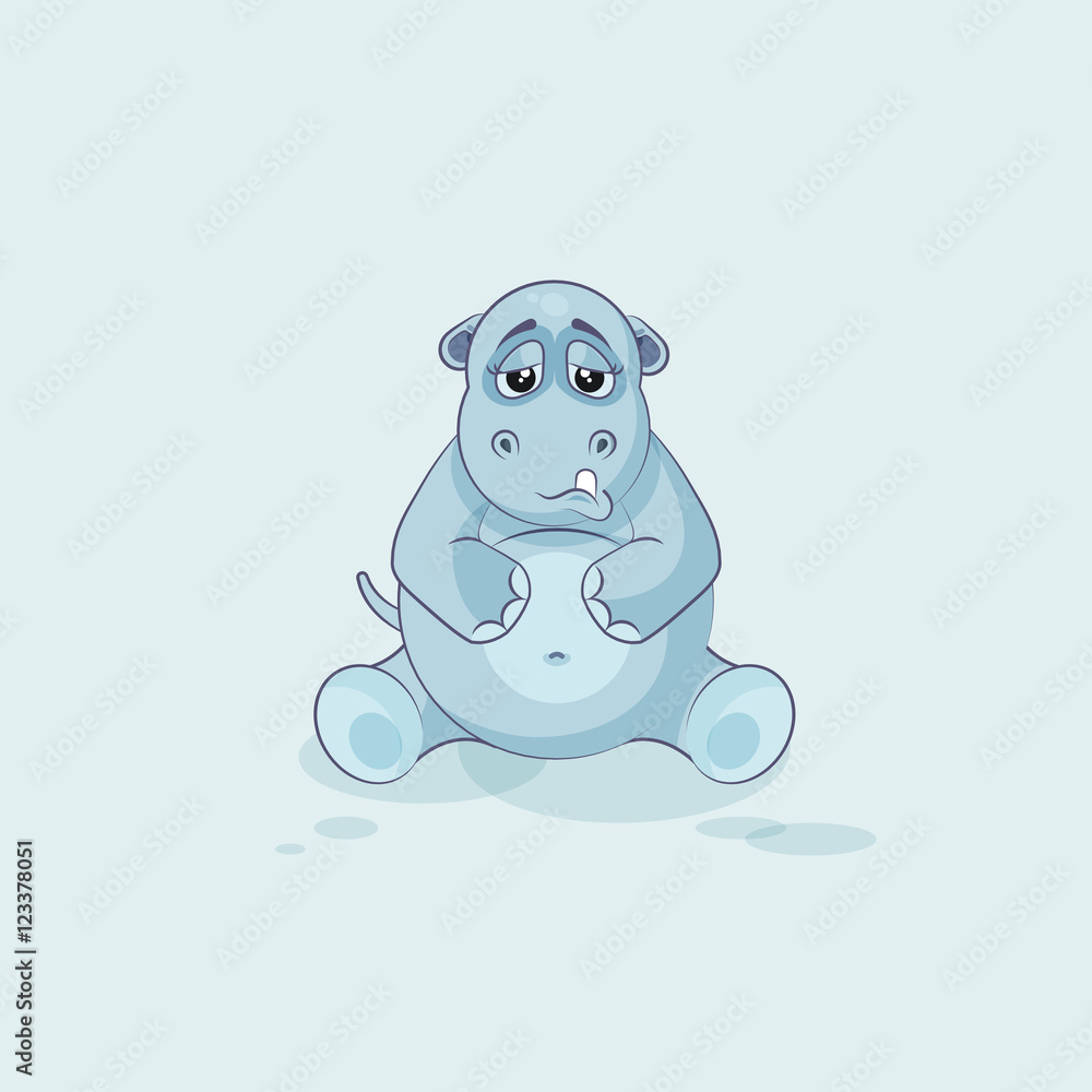 Emoji character cartoon Hippopotamus sad and frustrated Emoji character cartoon Hippopotamus sad and frustrated