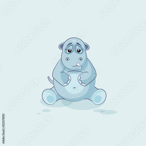 Emoji character cartoon Hippopotamus sad and frustrated