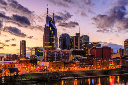 Nashville Tennessee Skyline Sunset photo