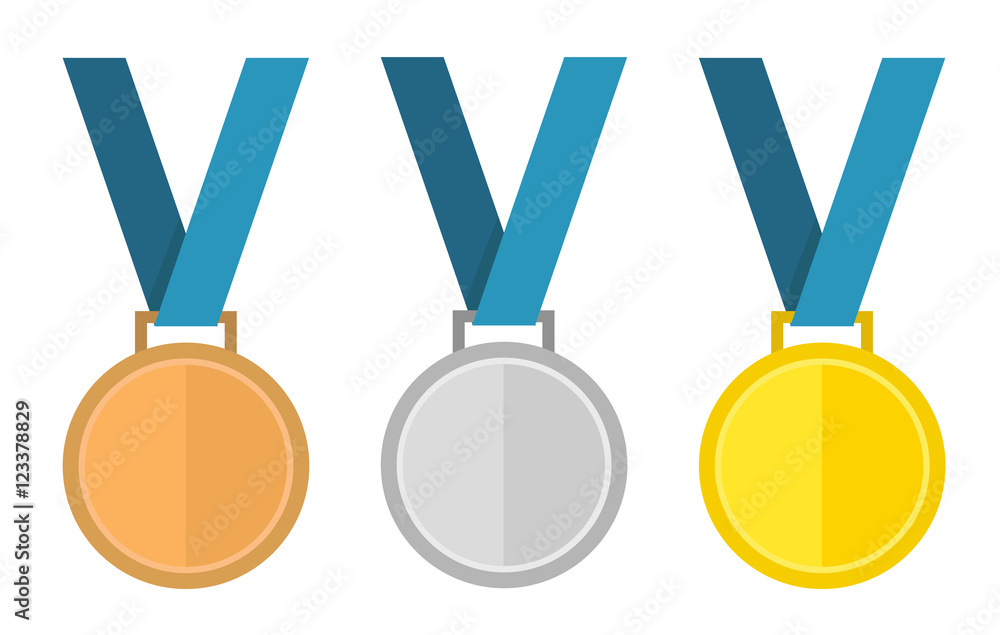 Medal vector set. Gold medal, silver medal, bronze medal. Medal Stock