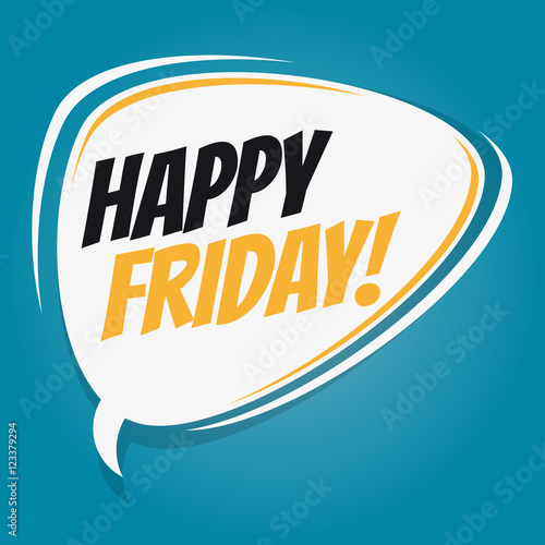 happy friday retro cartoon balloon