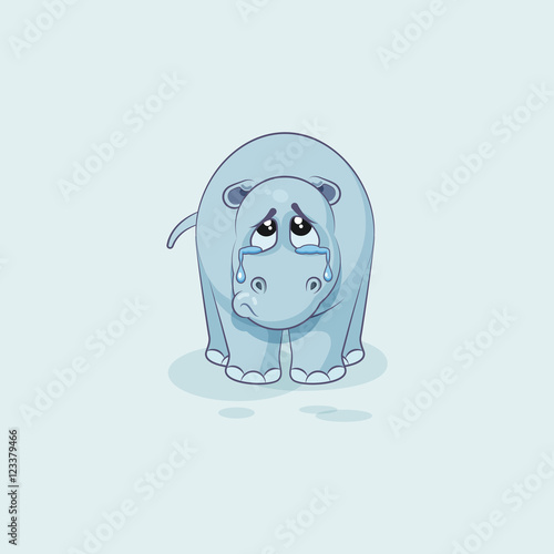 Emoji character cartoon sad and frustrated Hippopotamus