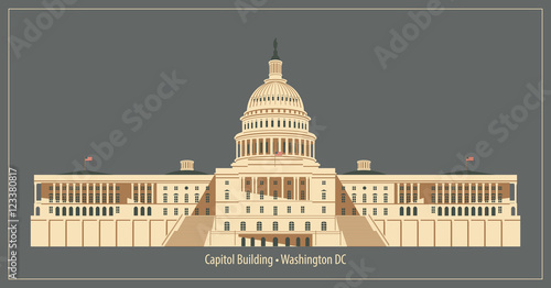 Vector illustration Capitol Building in Washington DC