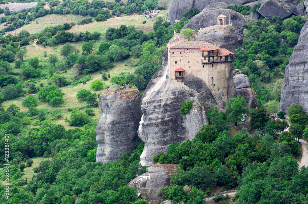 Monastery on top of rock in Meteora, Greece