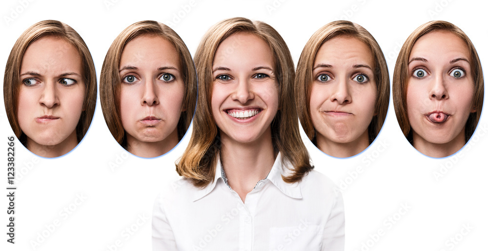 Young girl changes her face portraits. Stock Photo | Adobe Stock