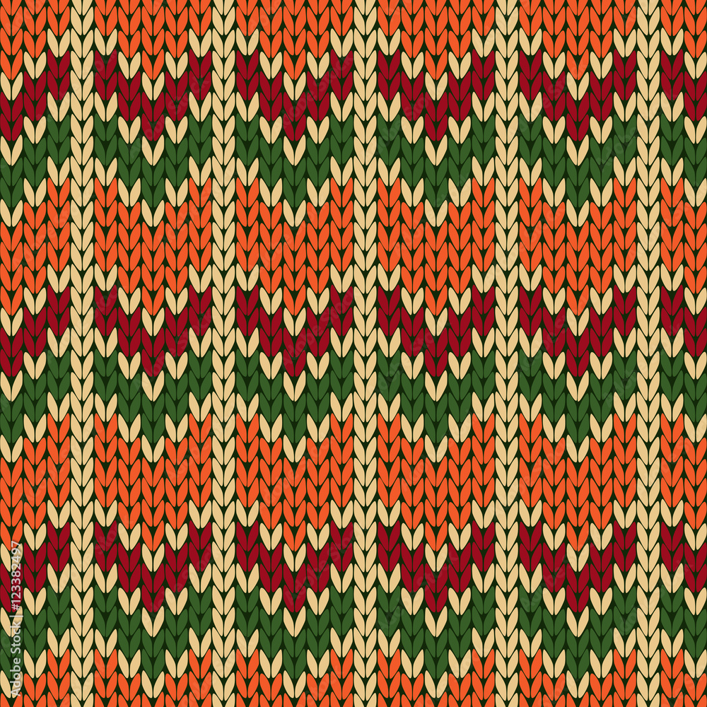 Knitting ornate seamless pattern with zigzag figures Knitting ornate seamless pattern with zigzag figures