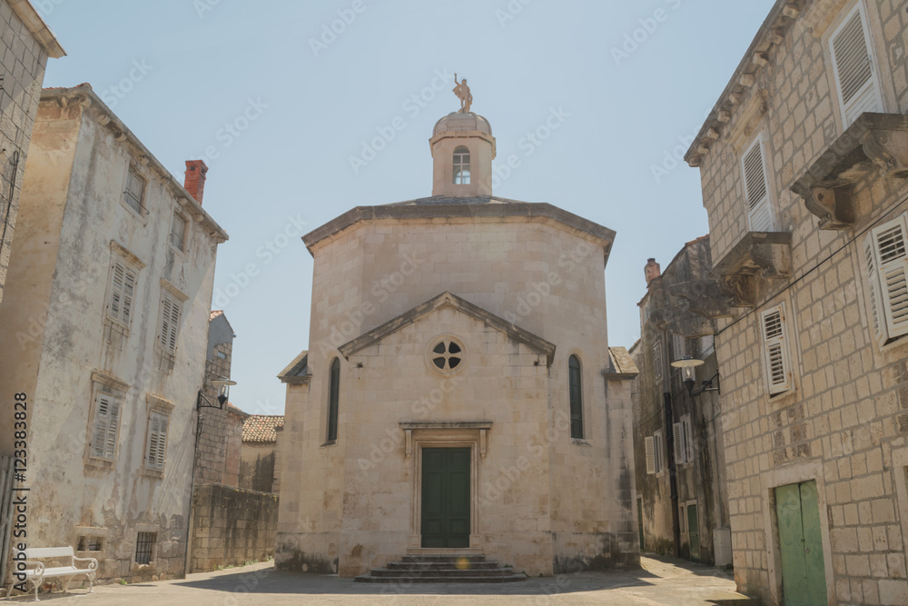 Fototapeta premium Korcula,small church in the old town,Croatia,Europe