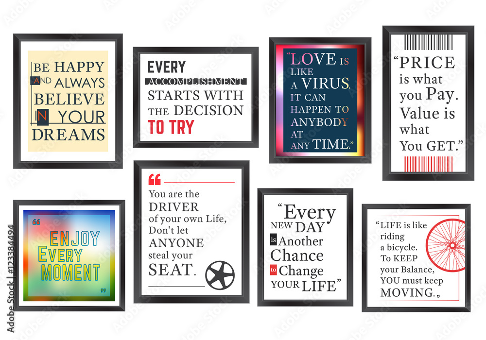 Plakat Quotes motivation frames set