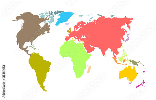 Fototapeta Naklejka Na Ścianę i Meble -  World map colorful isolated on white background.