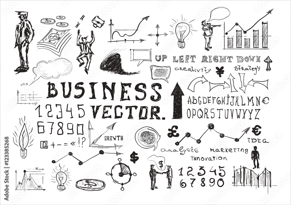Doodle Business icons and words