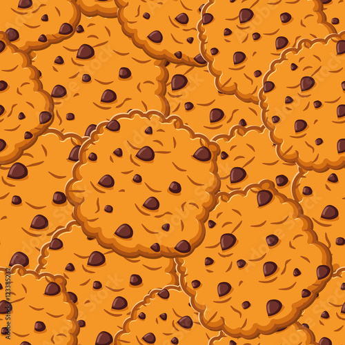 Cookie texture.  Biscuit with chocolatet Drops ornamen. crackers