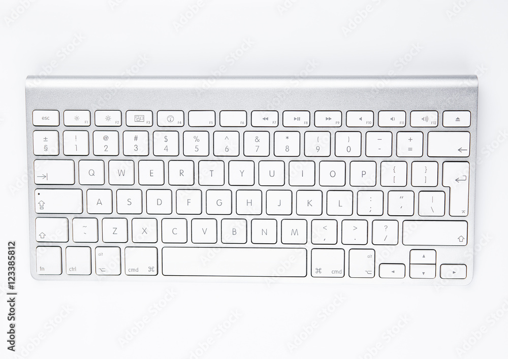 White office computer keyboard on white background White office computer keyboard on white background