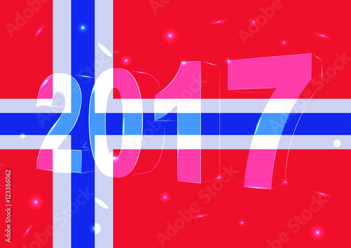 Новый 2017 год на фоне флага Норвегии