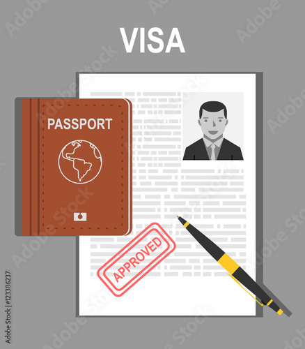 Visa application flat illustration concept. Top view.