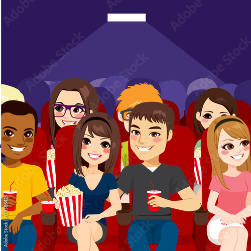 Young people watching a mov...