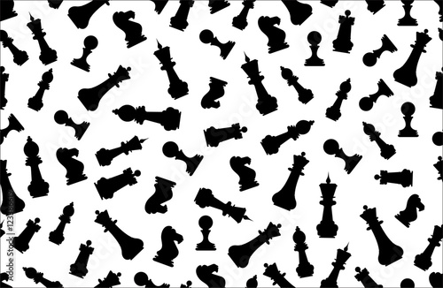 Seamless chess background. Chess elements seamless pattern.