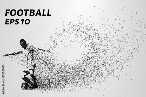 Football of the particles. Football the player dribbling. Vector illustration