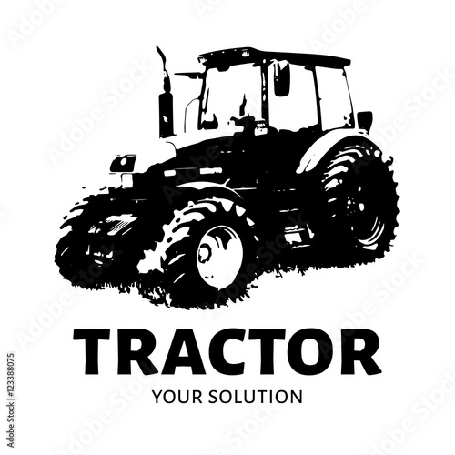 Tractor sketch. Agricultural machinery on a white background. Vector illustration