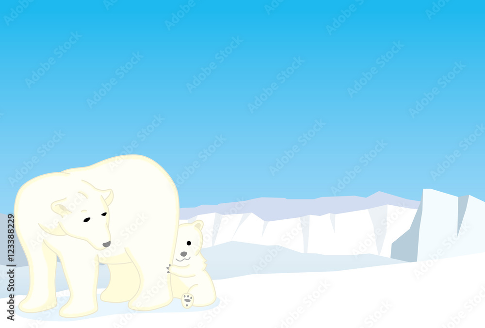 シロクマの親子 シロクマの親子