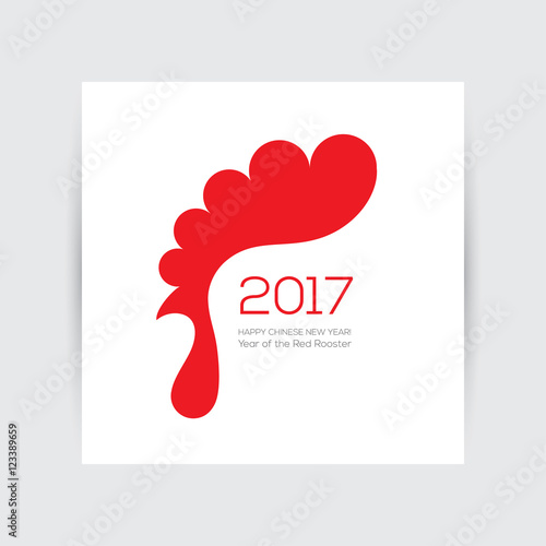 New Year greeting card with red rooster comb