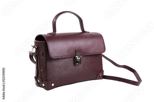 Red ladies handbag, leather