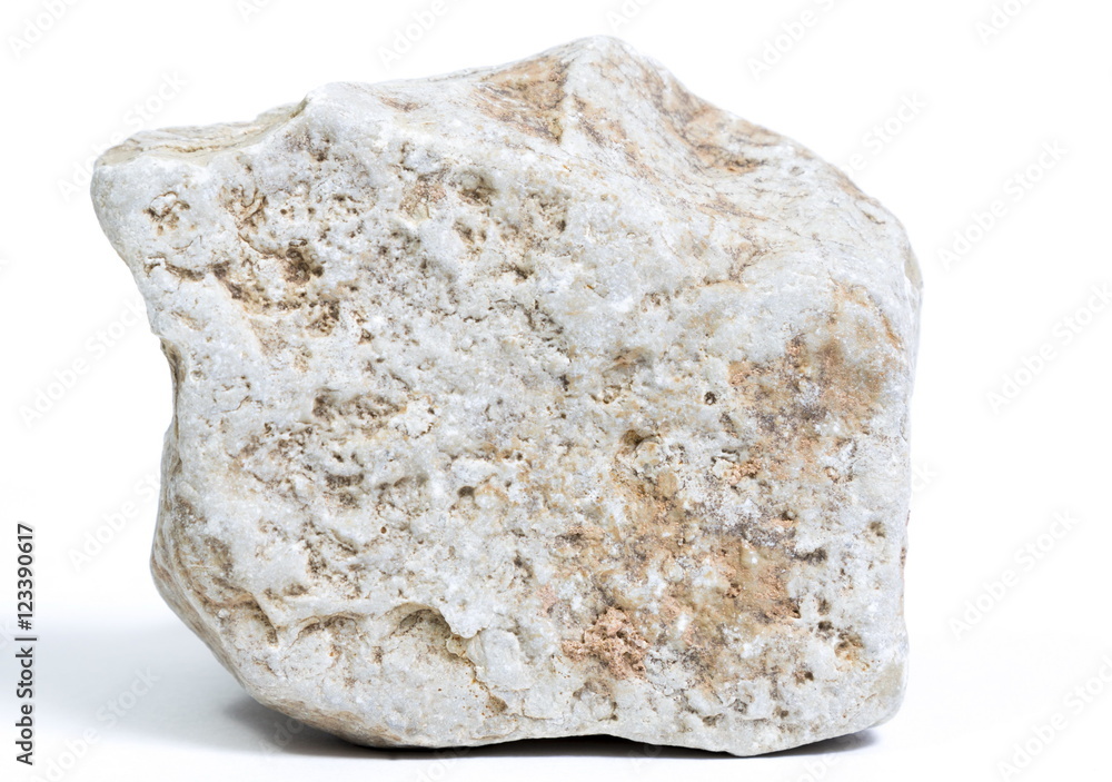 Single natural stone on white background Single natural stone on white background