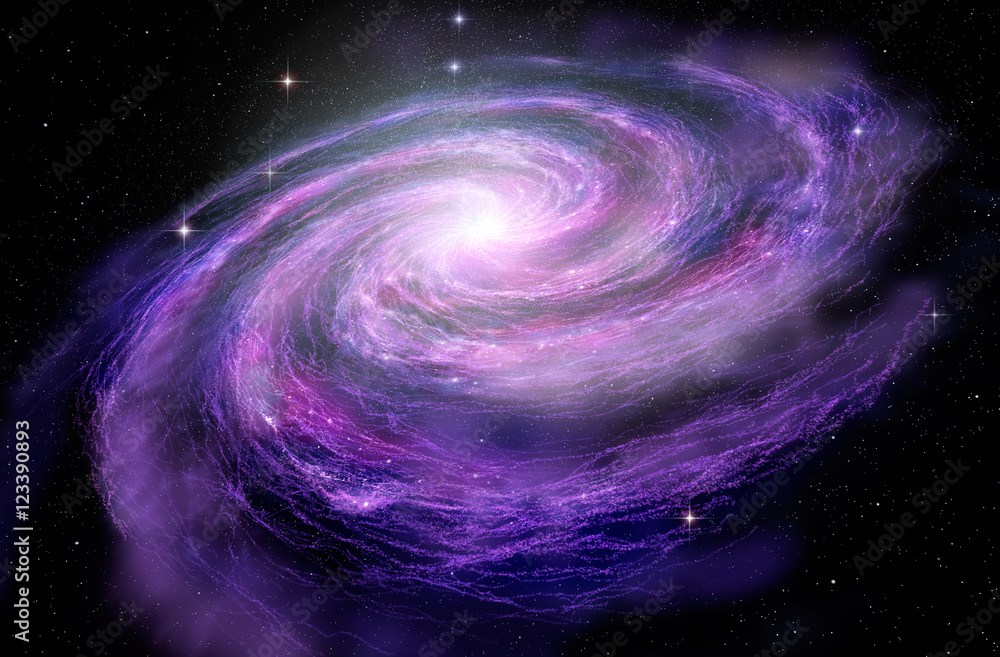 Naklejka premium Galaktyka spiralna w głębokiej przestrzeni, ilustracja 3D
