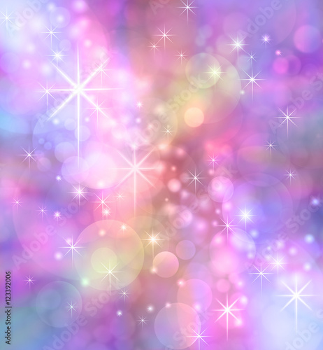 Starry Sparkling Bokeh background - Party theme multicolored feminine pinks purple bokeh effect with sparkles © Nikki Zalewski