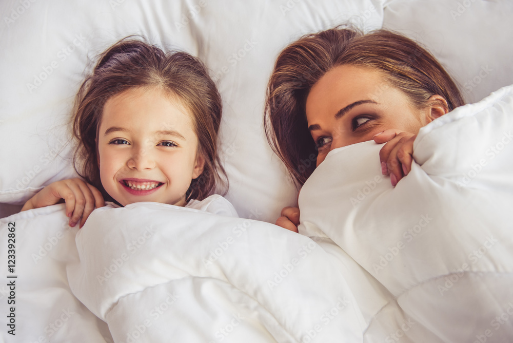 Mother and daughter at home