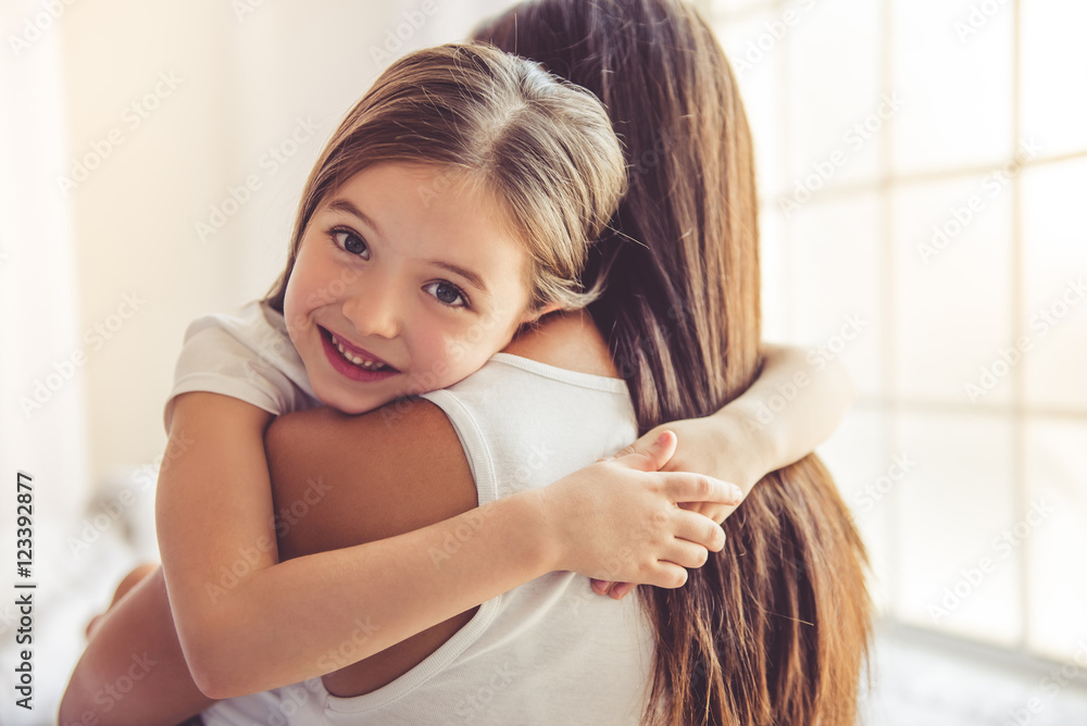 Mother and daughter at home