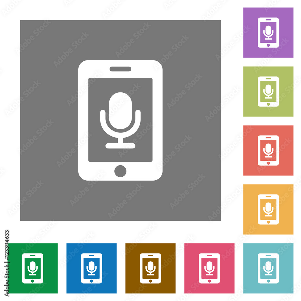 Mobile recording square flat icons Mobile recording square flat icons