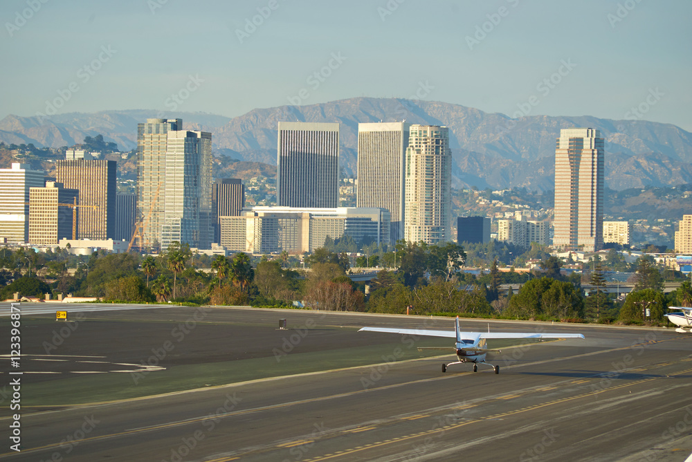 SANTA MONICA, CALIFORNIA USA - OCT 07, 2016: aircraft parking at Airport