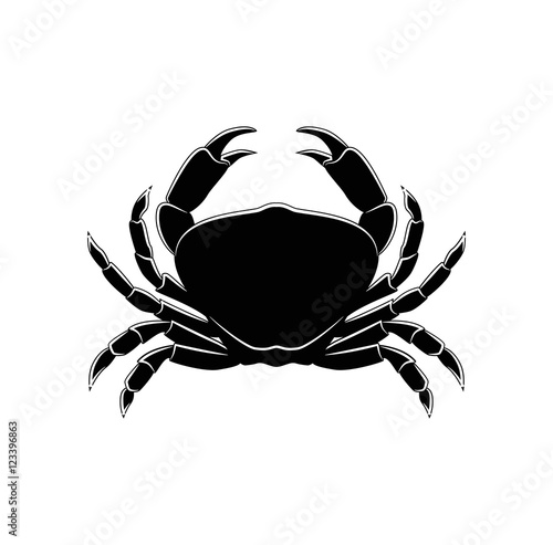 The Silhouette Of A Crab. Vector Illustration. Isolated On White
