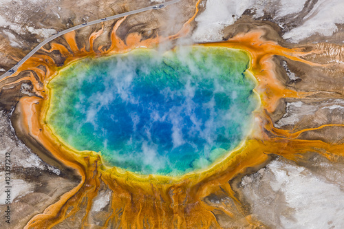 The Grand Prismatic Spring in the Midway Geyser Basin - Yellowstone National Park