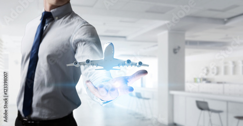 Fotografie Aircraft and transporation concept . Mixed media