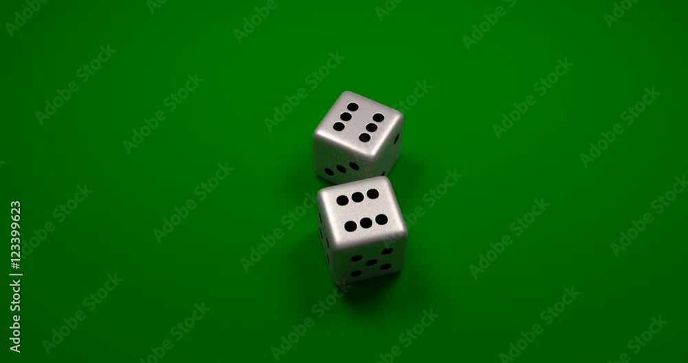Boxcars With 2 Dice Thrown on Green Felt Table in 3D Rendered Animation Stock Video Adobe Stock